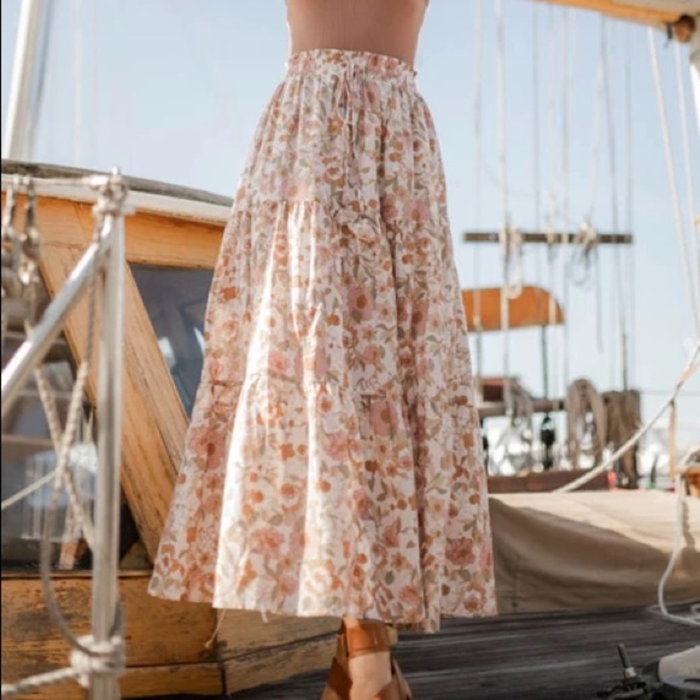Böhme Cream Floral Maxi Skirt - Picture 1 of 4